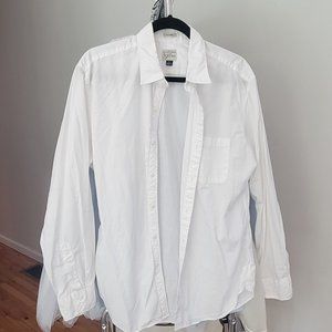 JCrew classic Men's White button down, long sleeve shirt, white, size Large